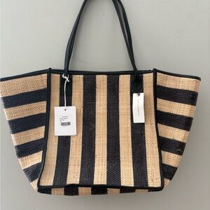 Bembien Rosa Tote Raffia Striped Black and Tan  Tote